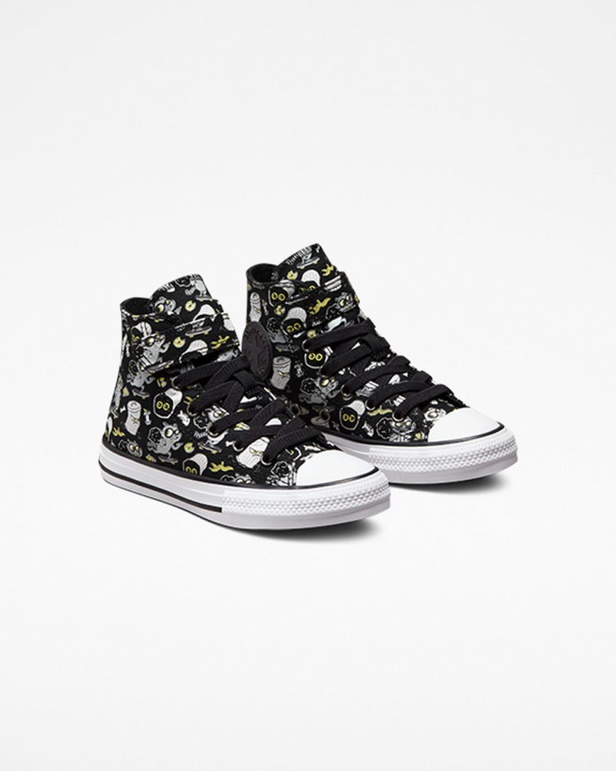 Tenisi Inalti Baieti Converse Chuck Taylor All Star Easy-On Raccoons Negrii Gri | RO 0IAXE042